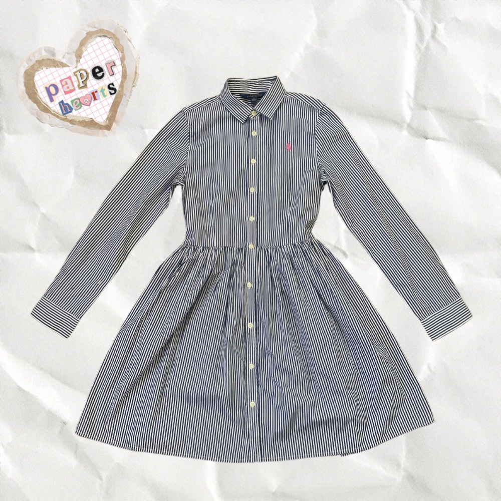 Ralph Polo Lauren Blue Pinstripe Dress with removable belt 🐎💙